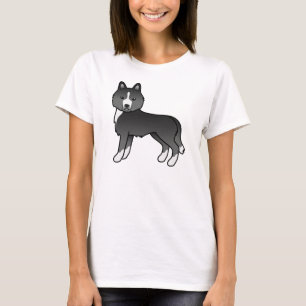 T-shirt Chien de caricature, principalement Noir Sibérien