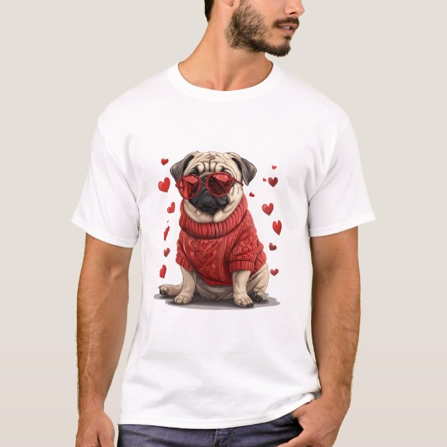 T-shirt Chien de Carlin de la Saint-Valentin (Devant)