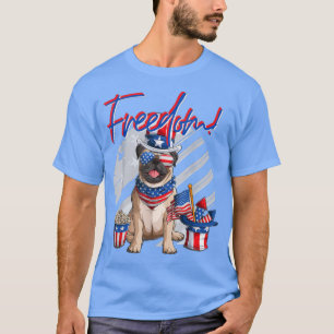 T-shirt Chien de Carlin Merica 4 juillet drapeau américain