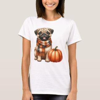 T-SHIRT CHIEN DE CARLIN THÉMATIQUE DE CHIEN AVEC CITROUILL