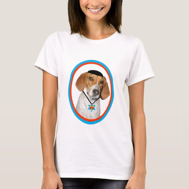 T-shirt Chien de chasse drôle de Thanksgivukkah avec (Devant)