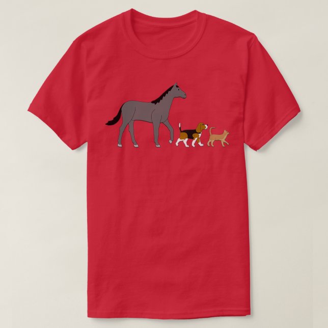 T-shirt chien de cheval et chat (Design devant)