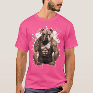 T-shirt Chien De Chien Avec Muscles Entraînement Gymnase B
