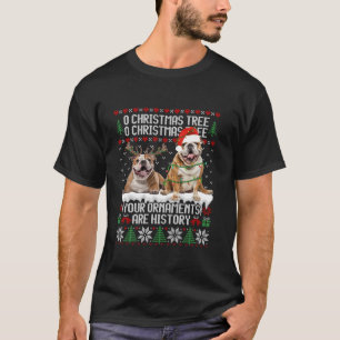 T-shirt Chien de Chien de Noël Anglais Lumières Arbre de C