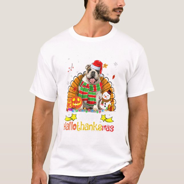 T-shirt Chien de chien de taureau anglais heureux (Devant)