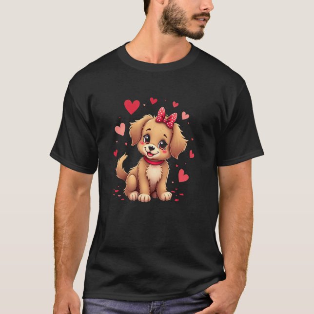 T-shirt Chien de chiot d'amour vintage (Devant)