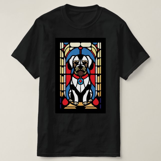 T-shirt chien de chiot en vitrail (Design devant)