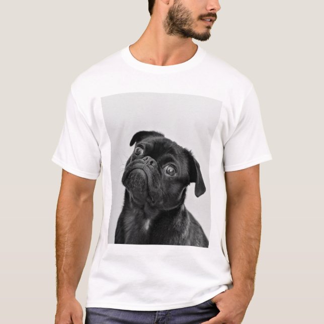 T-shirt chien de chiot noir (Devant)