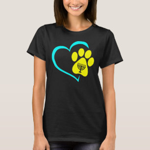 T-shirt Chien de Coeur Menorah Hanoukka Chanukah Fête juiv