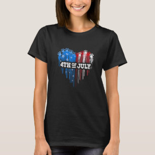 T-shirt Chien De Coeur Paws Animaux Drapeau Américain Joye