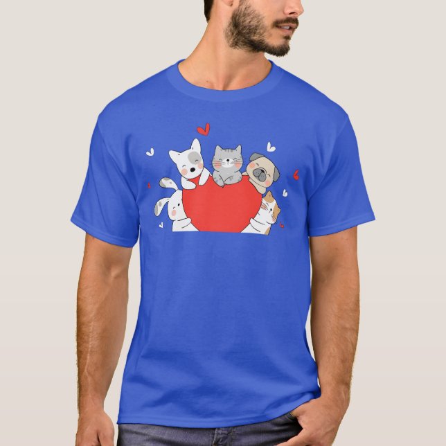 T-shirt Chien de compagnie chat aimé (Devant)