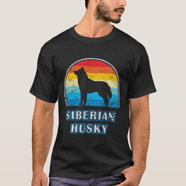 T-shirt Chien de conception Vintage Sibérien Husky (Devant)