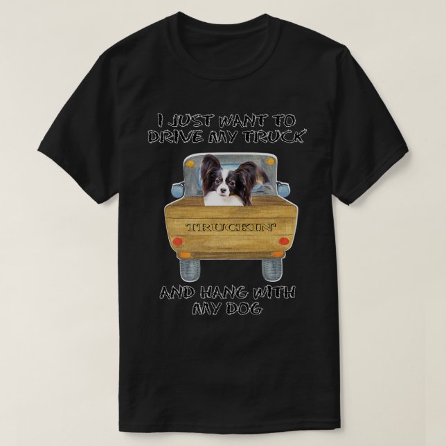 T-shirt Chien de conduite de camion Papillon (Design devant)