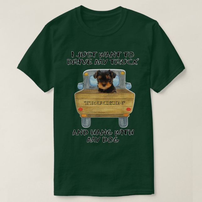 T-shirt Chien de conduite de camion Yorkshire Terrier (Design devant)