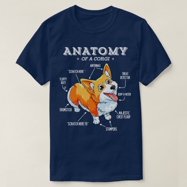 T-shirt Chien de Corgi anatomie (Design devant)
