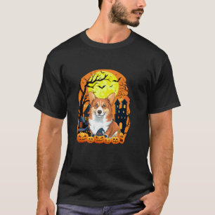 T-shirt Chien de Corgi avec Citrouille drôle d'effroi Hall