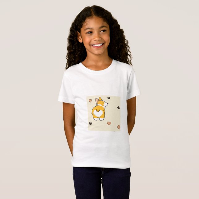 T-Shirt Chien de corgi brun mignon (Devant entier)