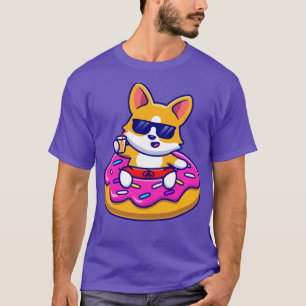 T-shirt Chien De Corgi Cute Flottant Avec Tir De Natation