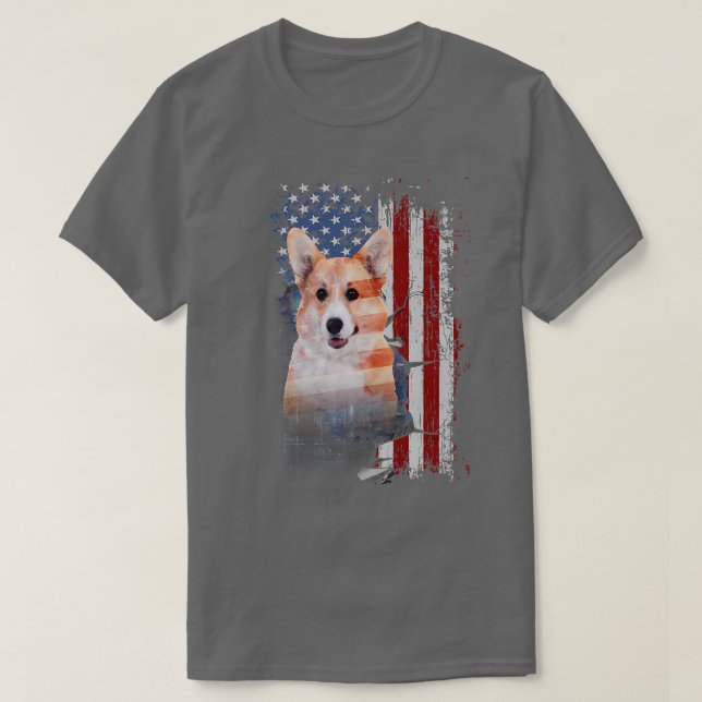 T-shirt Chien de Corgi gallois de Pembrooke avec drapeau a (Design devant)