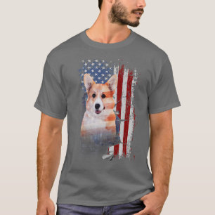 T-shirt Chien de Corgi gallois de Pembrooke avec drapeau a