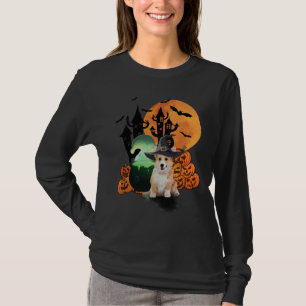 T-shirt Chien de Corgi, sorcière d'Halloween