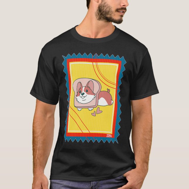 T-shirt Chien de Corgi Toast Timbre-Poste (Devant)