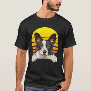 T-shirt Chien de Corgi Welsh vintage Sunset Cardigan