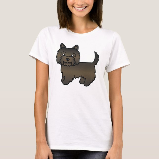 T-shirt Chien de dessin animé Cairn Terrier Bringé foncé (Devant)