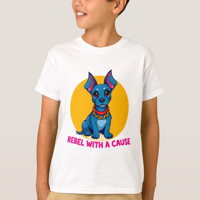 T-shirt Chien de dessin animé mignon avec collier (Devant)