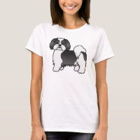 Chien de dessin animé mignon Lhasa Apso noir et bl