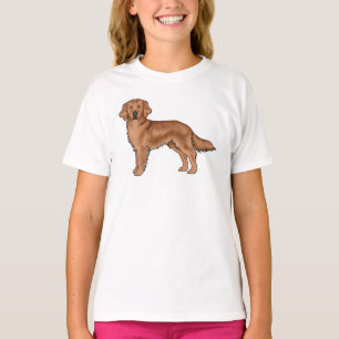 T-shirt Chien de dessin animé mignon Retriever Golden Roug