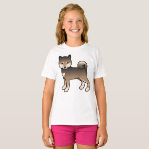 T-shirt Chien de dessin animé mignon Shiba Inu au sésame
