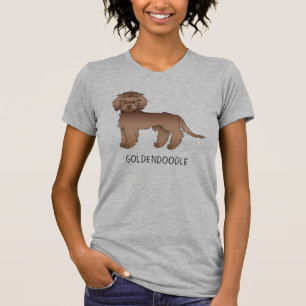 T-shirt Chien de dessin animé Mini Goldendoodle au chocola