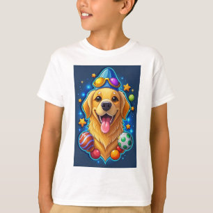 T-shirt Chien de dessin animé Retriever doré heureux