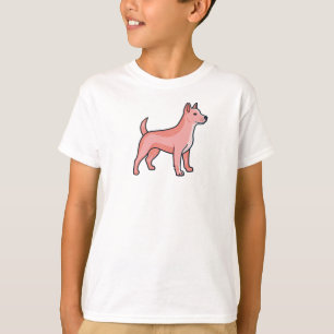 T-shirt Chien de dessin animé rose
