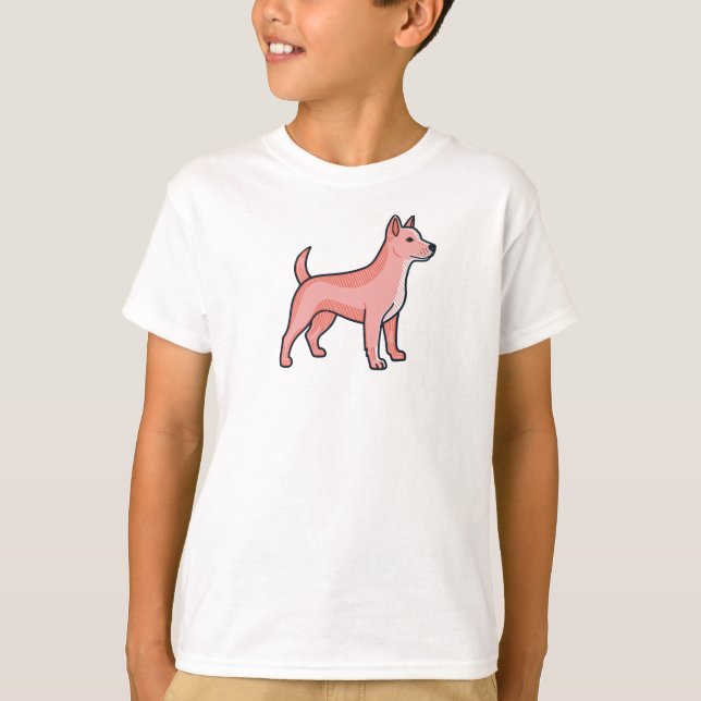T-shirt Chien de dessin animé rose (Devant)