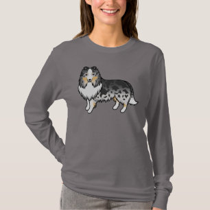 T-shirt Chien de dessin animé Shetland Sheepdog Blue Merle