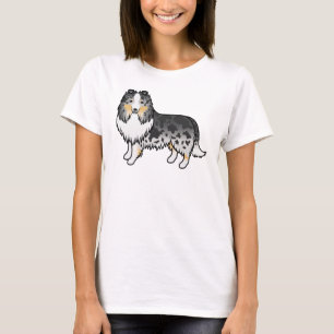 T-shirt Chien de dessin animé Shetland Sheepdog Blue Merle
