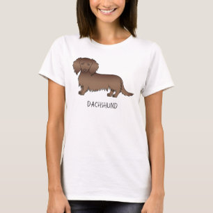 T-shirt Chien de dessin animé teckel à longs poils au choc