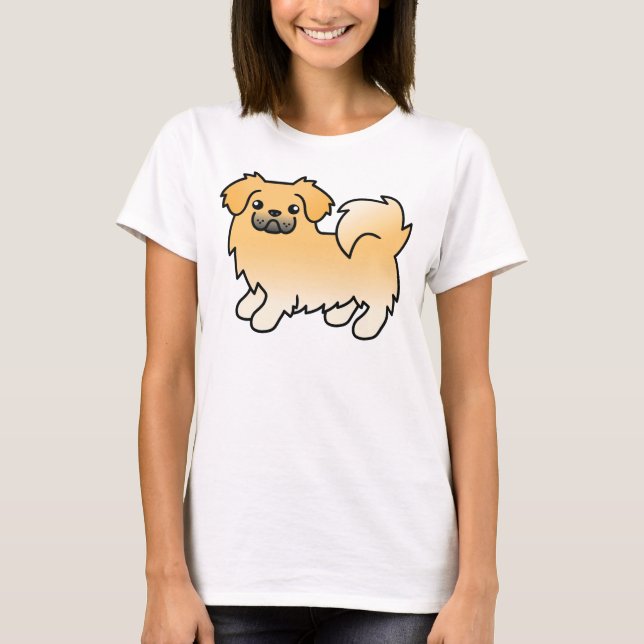 T-shirt Chien de dessin mignon de l'espagne tibétaine (Devant)