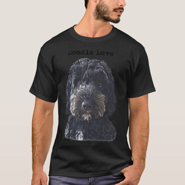 T-shirt Chien de Doodle Noir (Devant)
