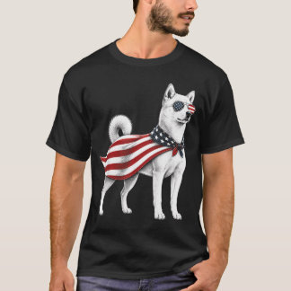 T-shirt Chien de drapeau américain Jindo coréen du 4 juill