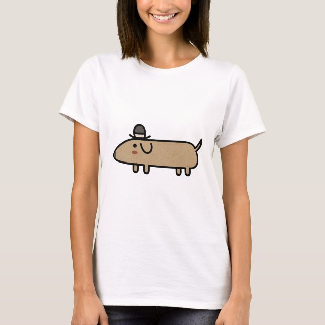 T-shirt Chien de fantaisie de saucisse avec le casquette (Devant)