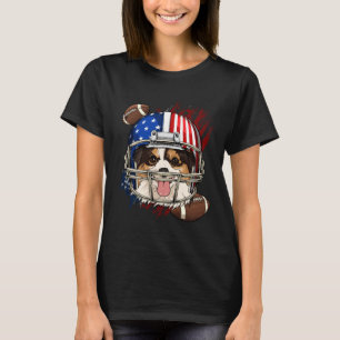 T-shirt Chien de football américain Papillon Drapeau améri