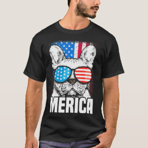 T-shirt Chien de France Merica Patriotique