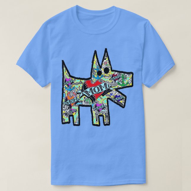T-shirt Chien de graffiti de tatouage (Design devant)