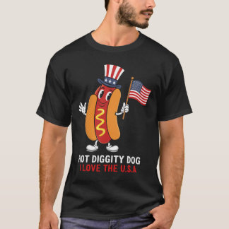T-shirt Chien de grande joie J'aime les États-Unis Hot-dog