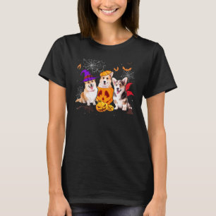 T-shirt Chien de Halloween Corgi Sorcière Citrouille