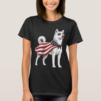 T-shirt Chien de Jindo coréen drapeau américain du 4 juill