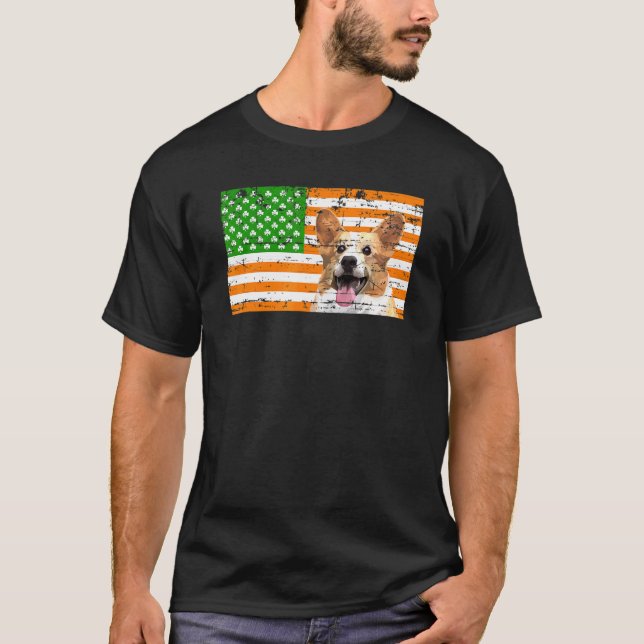 T-shirt Chien de jour de la Saint-Patrick drapeau américai (Devant)